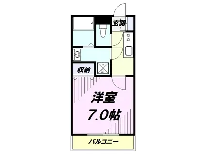 狭山市入間川3丁目アパート(1K/3階)の間取り写真