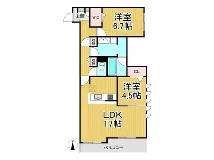 セントリビエ松園町(2LDK/1階)の間取り写真