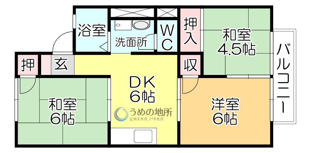 コーポ大久保(3DK/2階)の間取り写真