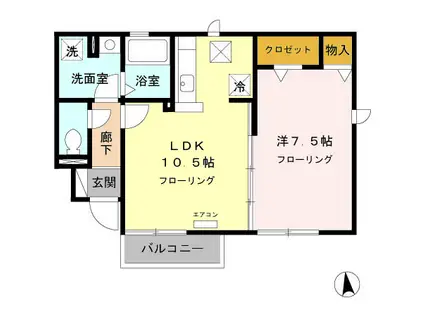 グリーンライフ(1LDK/1階)の間取り写真