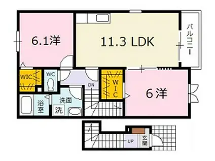 花水木 二番館(2LDK/2階)の間取り写真