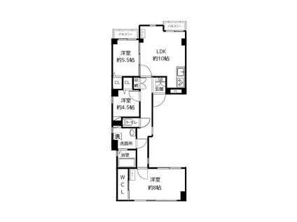 アイレスト新宿西落合(3LDK/3階)の間取り写真