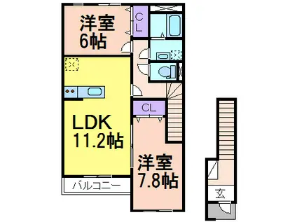 プランドル(2LDK/2階)の間取り写真