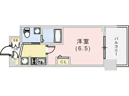 エステムコート神戸ハーバーランド前Vアクア(1K/13階)の間取り写真