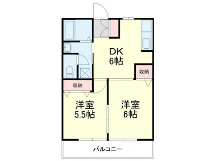 シティハイム香(2DK/1階)の間取り写真