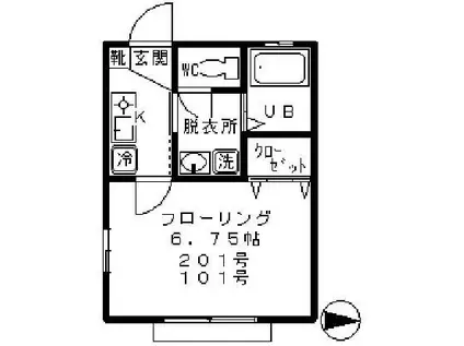 メゾンファラオ(1K/1階)の間取り写真