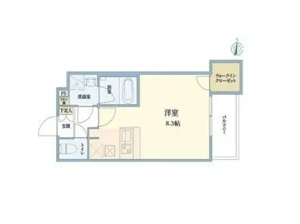 ウェルスクエア長居公園II(ワンルーム/3階)の間取り写真