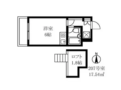 メープルオンザヒル(1K/2階)の間取り写真