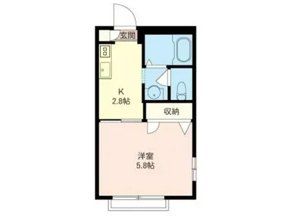 モンテベルナ2(1K/1階)の間取り写真