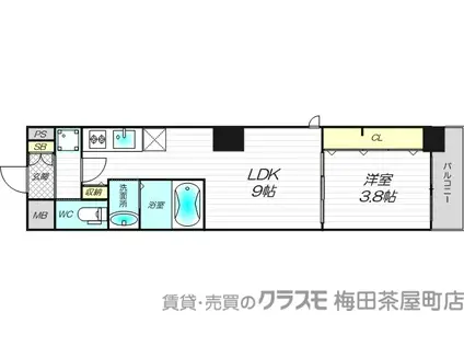 SK TRUST BLD(1LDK/4階)の間取り写真