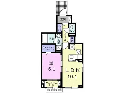 ナリワリ リリー(1LDK/1階)の間取り写真