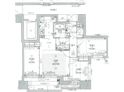 フェミネンス大津石山駅前(3LDK/7階)の間取り写真