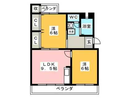 金久ビル300(2LDK/3階)の間取り写真