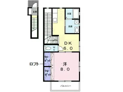 N-1ST(1DK/2階)の間取り写真
