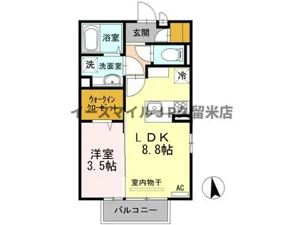 エントラール B(1LDK/1階)の間取り写真