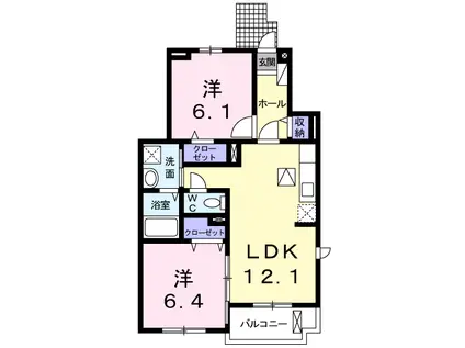 UNE ENTREE II(2LDK/1階)の間取り写真