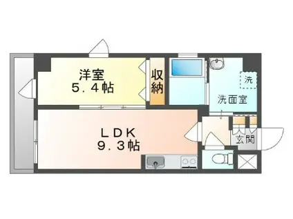 フェリスメゾン嘉真 MIHARA・LEBEN (1LDK/2階)の間取り写真