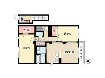 グレイス西味鋺(2LDK/2階)の間取り写真