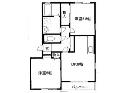 CASA IL MARE カーサイルマーレ(2DK/1階)の間取り写真