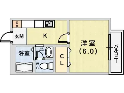 ウィンディア中山手 B棟(1K/1階)の間取り写真