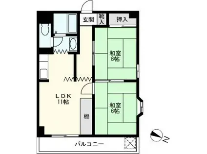 ライフピア金明(2LDK/5階)の間取り写真