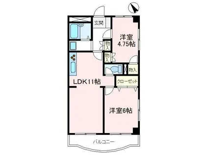 アマン狭山台(2LDK/2階)の間取り写真