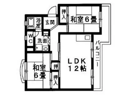 ロイヤルハイツ(2LDK/3階)の間取り写真