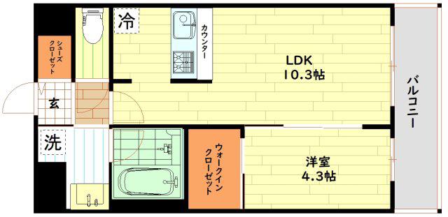 D.CLAREST本庄東FJRE(1LDK/10階)の間取り写真