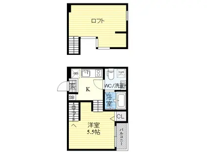 ハーモニーテラス今市Ⅱ(1K/1階)の間取り写真