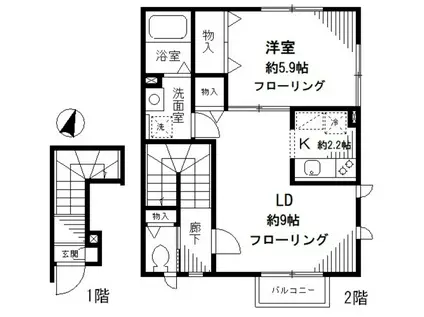 ディモーラ代々木(1LDK/1階)の間取り写真