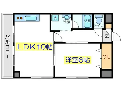 パークサイドアダチ(1LDK/4階)の間取り写真