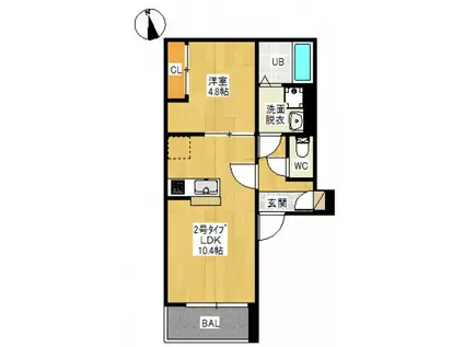 REGALEST ONE 奥田(1LDK/2階)の間取り写真