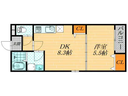 菊水通マンション(1LDK/2階)の間取り写真