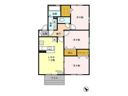 アンフルール(3LDK/1階)の間取り写真