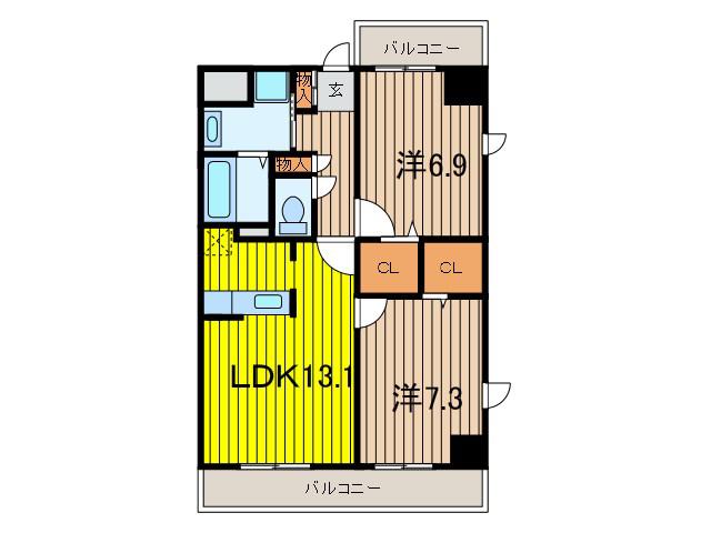ハック北戸田クレシア(2LDK/5階)の間取り写真