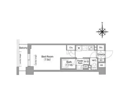 メトロステージPLUS中野弥生町(1K/1階)の間取り写真