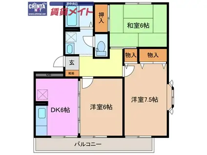 セ・モア B棟(3DK/2階)の間取り写真