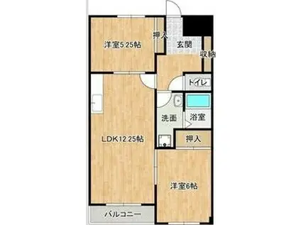 フェリス三島(2LDK/3階)の間取り写真