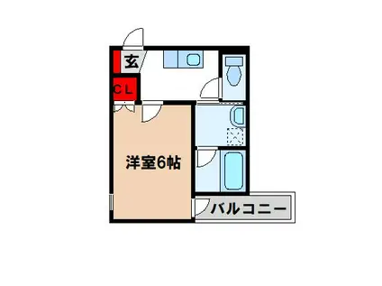 ビバリーヒルズ二日市北(1K/3階)の間取り写真