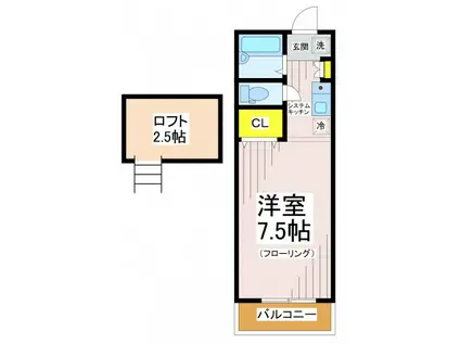 TKガーデンパレス(1K/2階)の間取り写真