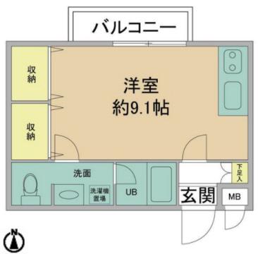 パインコート浜芦屋(ワンルーム/2階)の間取り写真
