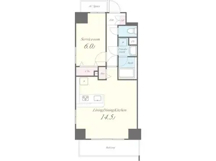 ラ・フォンテーヌ石原(1LDK/6階)の間取り写真