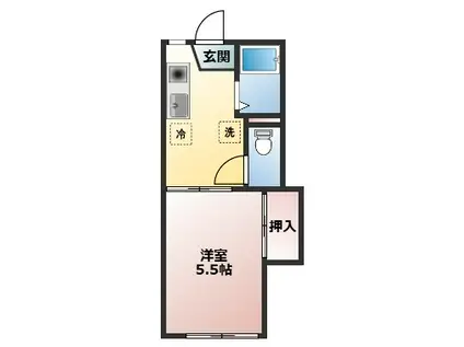 フォーブルえきまえきた(1K/2階)の間取り写真