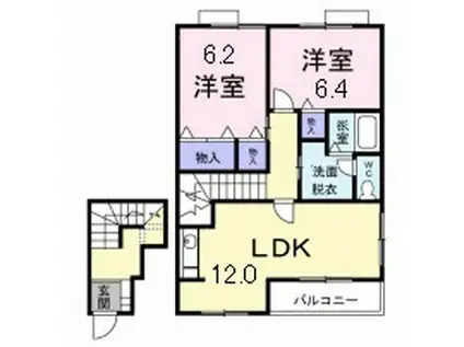 モルティ・メゾン II(2LDK/2階)の間取り写真