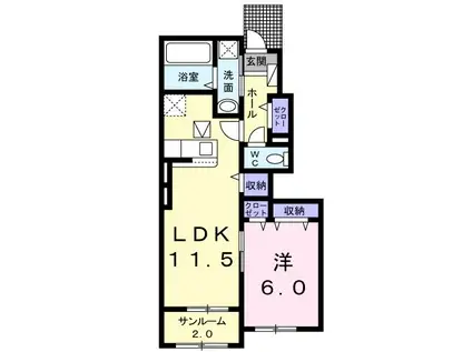ラ ペール A(1LDK/1階)の間取り写真