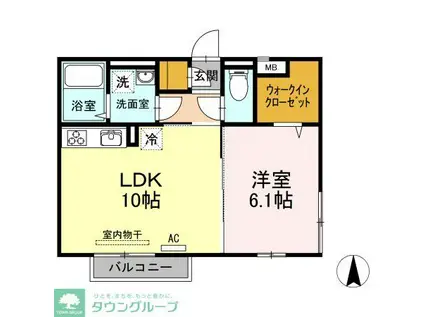 D-SEPIA(1LDK/2階)の間取り写真