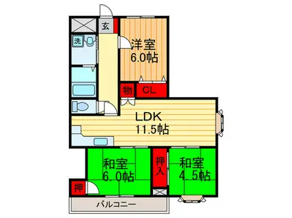 プレアール宮之阪(3LDK/4階)の間取り写真