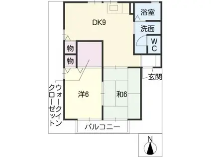 セジュール亀山 E(2DK/1階)の間取り写真
