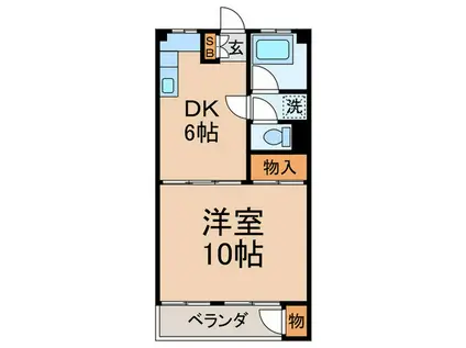 青葉マンション2号館(1DK/4階)の間取り写真