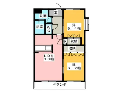 ハイムフローラ(2LDK/1階)の間取り写真